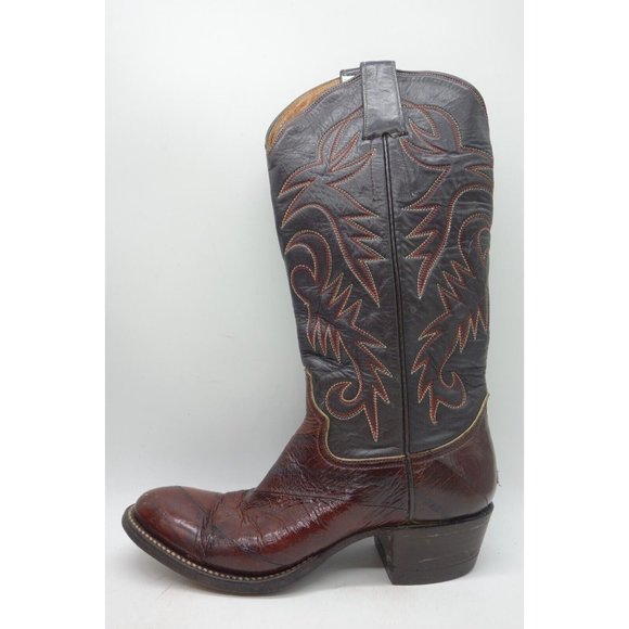 Renegade Brown Eel Skin Leather Cowboy Western Boots Shoes Women's 6 B - Picture 7 of 9
